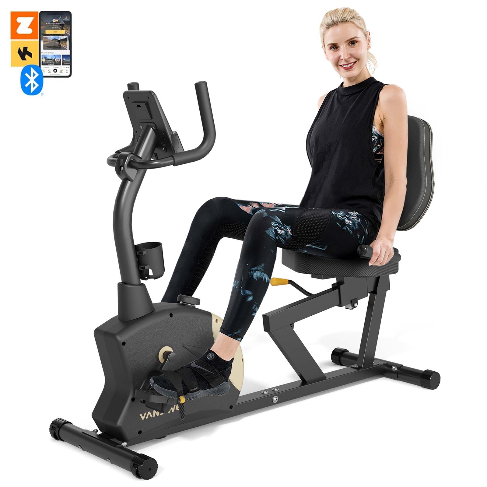 a women sit on a best recumbent exercise bike for home