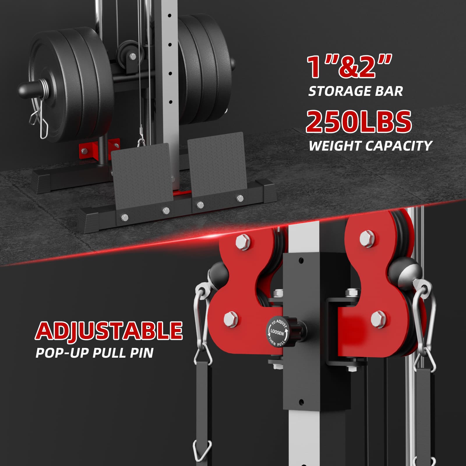this lat pulldown and row machine is 250lbs weight capacity