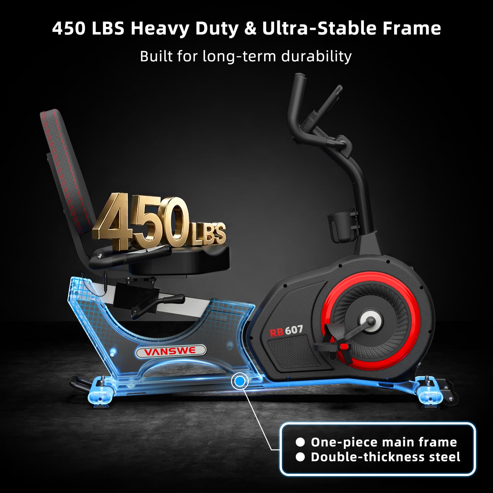 Vanswe RB607 Electric Recumbent Bike - 450 LB Capacity