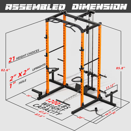 VANSWE Home Gym Power Rack Orange (2023 Updated Version)