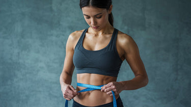 A woman is measuring her waist circumference