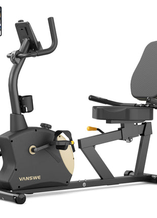 a recumbent bike in a white background with a bluetooth sign .
