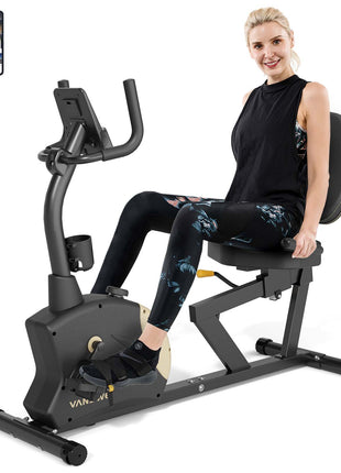 a women sit on a best recumbent exercise bike for home
