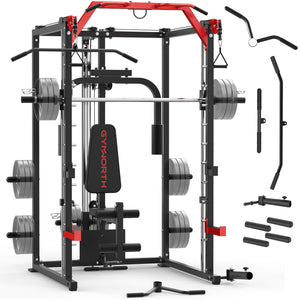 Gymworth all in one smith machine come with 15 free accessories.