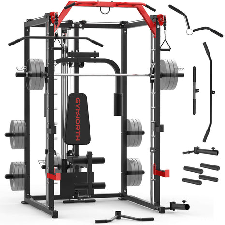 Gymworth all in one smith machine come with 15 free accessories.