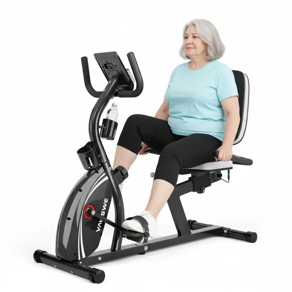 vanswe rb407 recumbent bike with a senior model