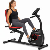 RB409 compact recumbent exercise bike shown in studio view with ergonomic seat, step-through frame, and magnetic resistance system for home cardio workouts.