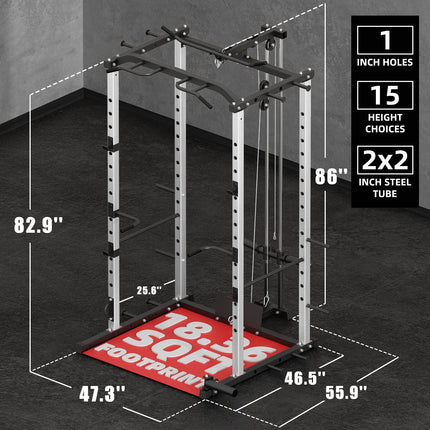 VANSWE Home Gym Power Rack Silver (2023 Updated Version)