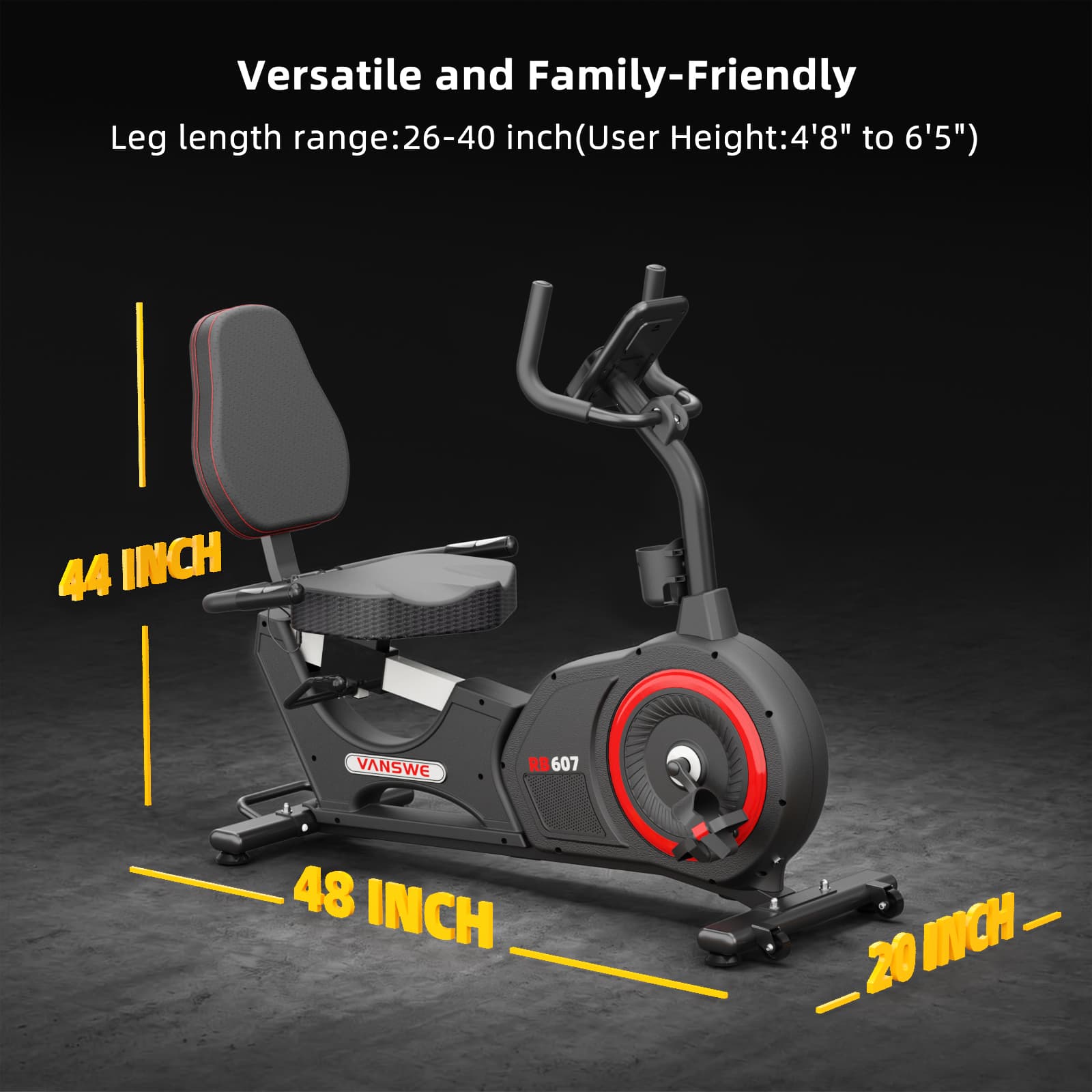 Electric Recumbent Bike| 450 lb Capacity| Vanswe