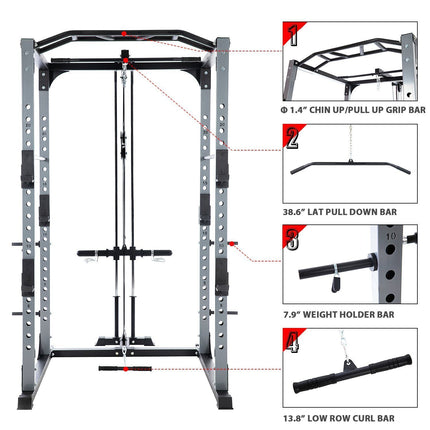 VANSWE-PR005 Power Rack 1300-Pound Capacity Olympic Power Cage Home Gym Equipment Vanswe 