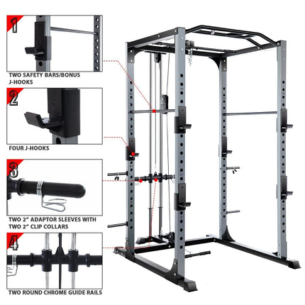 VANSWE-PR005 Power Rack 1300-Pound Capacity Olympic Power Cage Home Gym Equipment Vanswe 