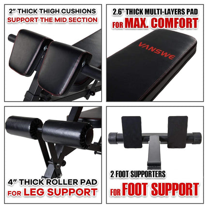 VANSWE Multi-Workout Abdominal Back Extension Bench Vanswe 