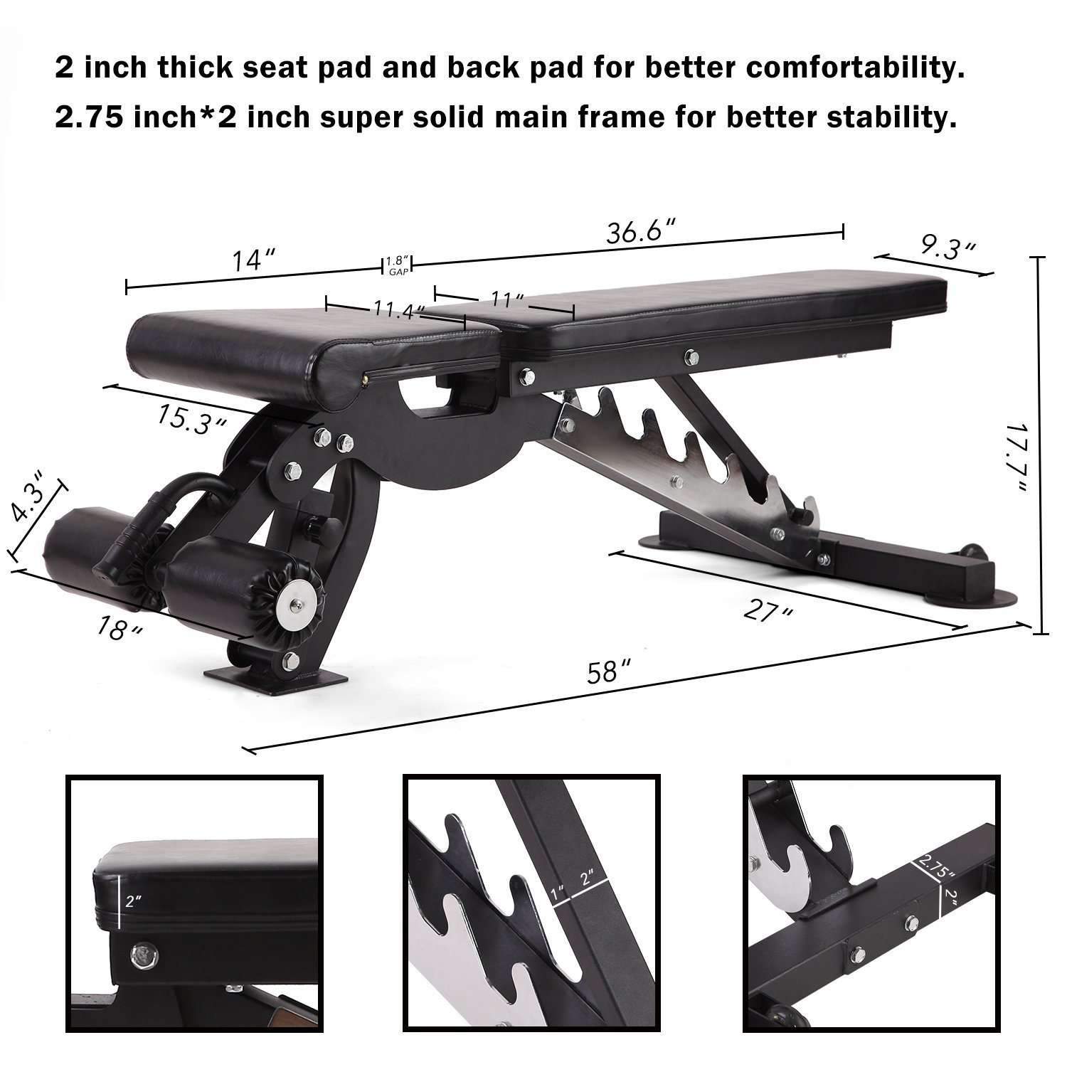 Vanswe adjustable weight bench 800 lbs 2025