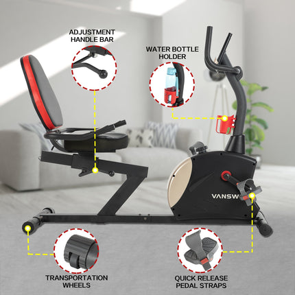 2023 Vanswe Fitness Recumbent Exercise Bike for Adults Seniors Home Cardio Workout and Physical Therapy