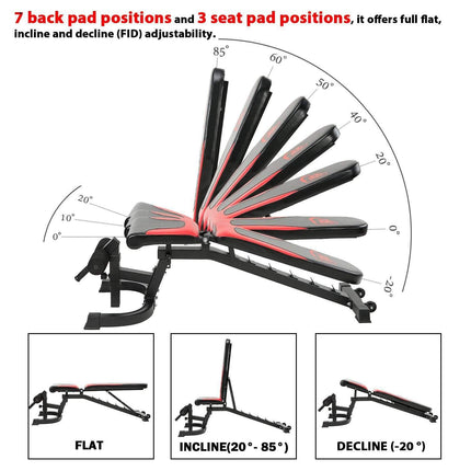 VANSWE 800 lbs Capacity Adjustable Workout Bench | New Design 2020 Vanswe 