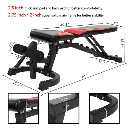 VANSWE 800 lbs Capacity Adjustable Workout Bench | New Design 2020 Vanswe 