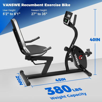 The Best Recumbent Bike With 16-Level (Silver) | Vanswe Fitness