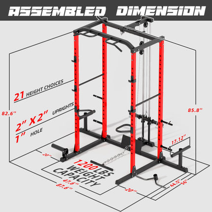 VANSWE Home Gym Power Rack Red(2023 Updated Version)