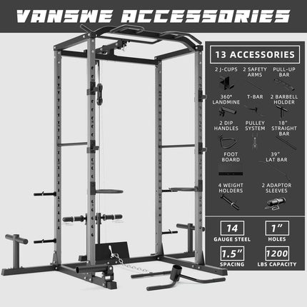 VANSWE Home Gym Power Rack Silver (2023 Updated Version)