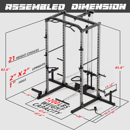 VANSWE Home Gym Power Rack Silver (2023 Updated Version)