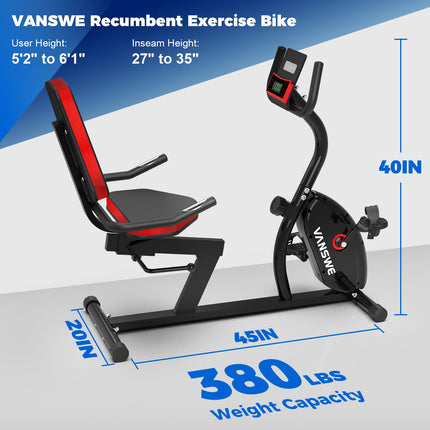 VANSWE RB001 Recumbent Bike With 16-Level Magnetic Tension Control System(2023)